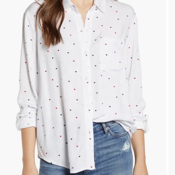 Rails Tops - Rails Rocsi Heart print 100% rayon shirt